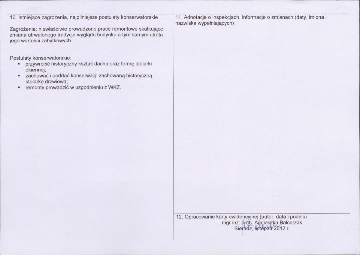 Karta obiektu niewpisanego do rejestru, skan nr 2
