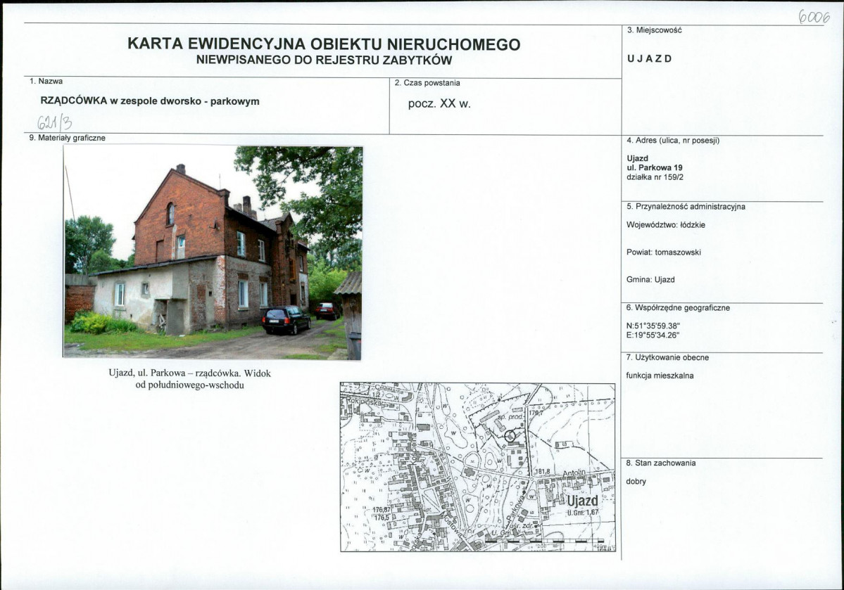 Karta obiektu niewpisanego do rejestru, skan nr 1