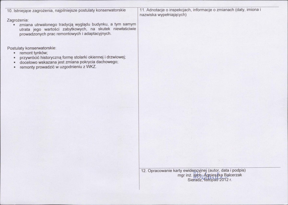 Karta obiektu niewpisanego do rejestru, skan nr 2