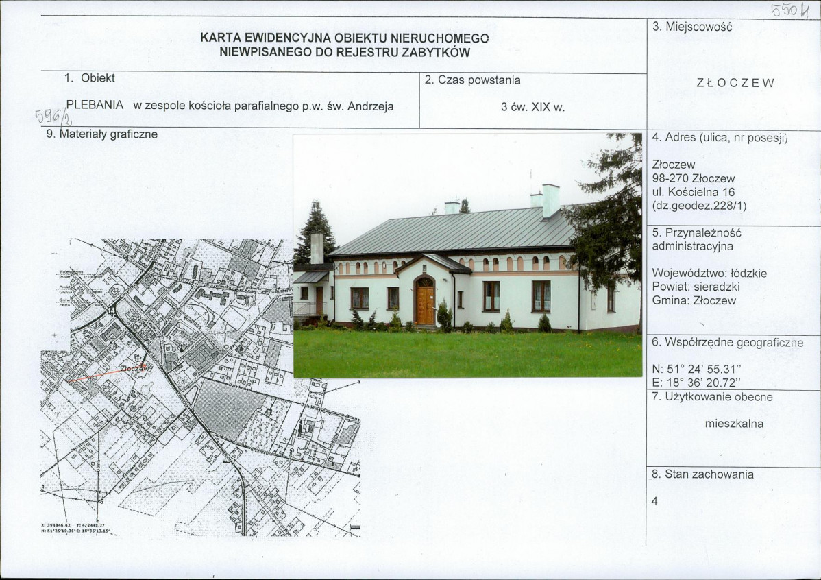 Karta obiektu niewpisanego do rejestru, skan nr 1