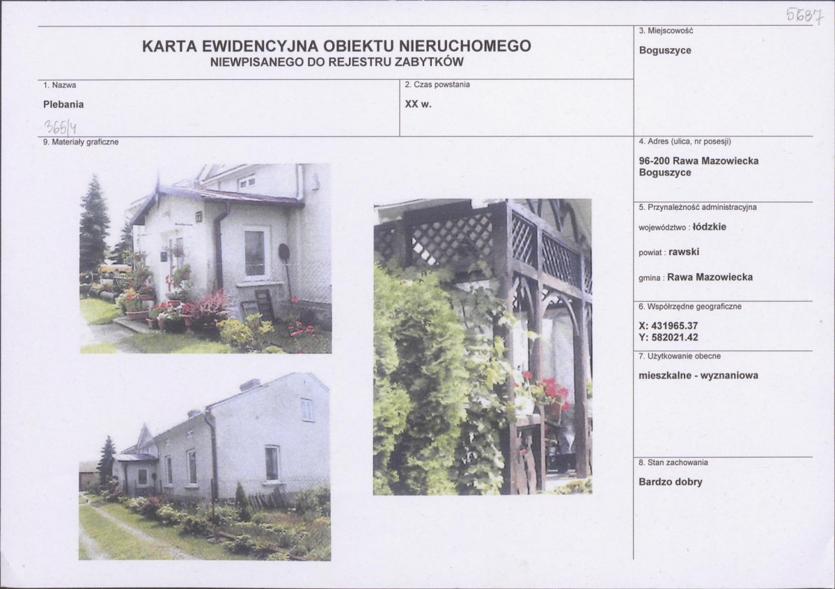 Karta obiektu niewpisanego do rejestru, skan nr 1
