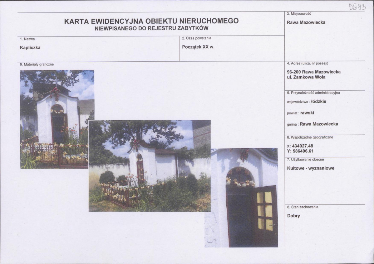 Karta obiektu niewpisanego do rejestru, skan nr 1