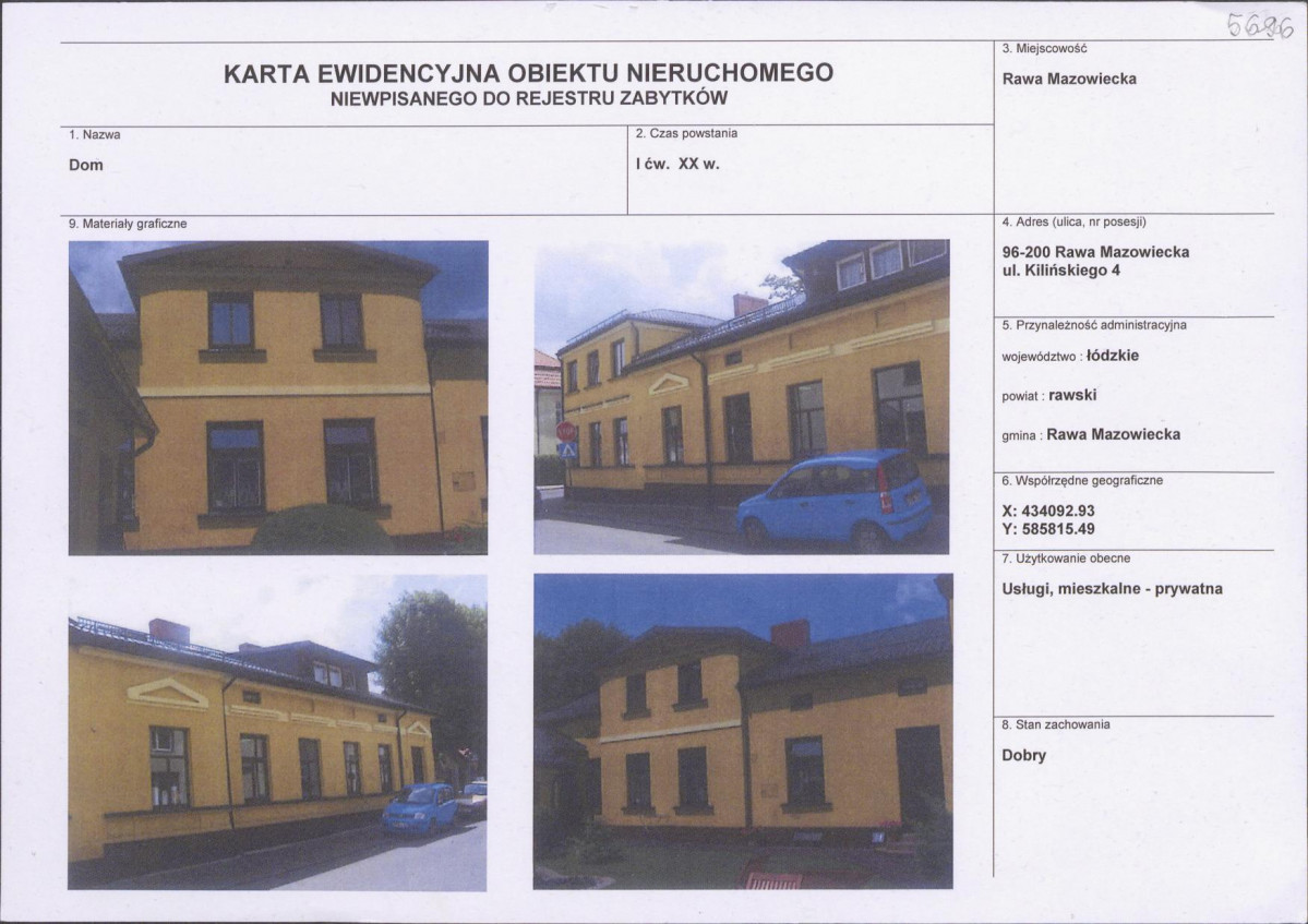 Karta obiektu niewpisanego do rejestru, skan nr 1