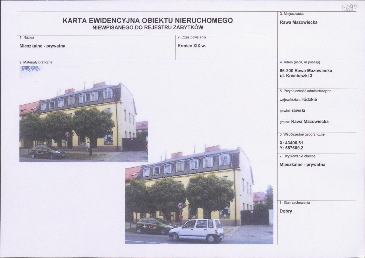 Karta obiektu niewpisanego do rejestru, skan nr 1