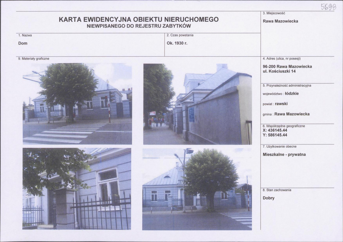 Karta obiektu niewpisanego do rejestru, skan nr 1