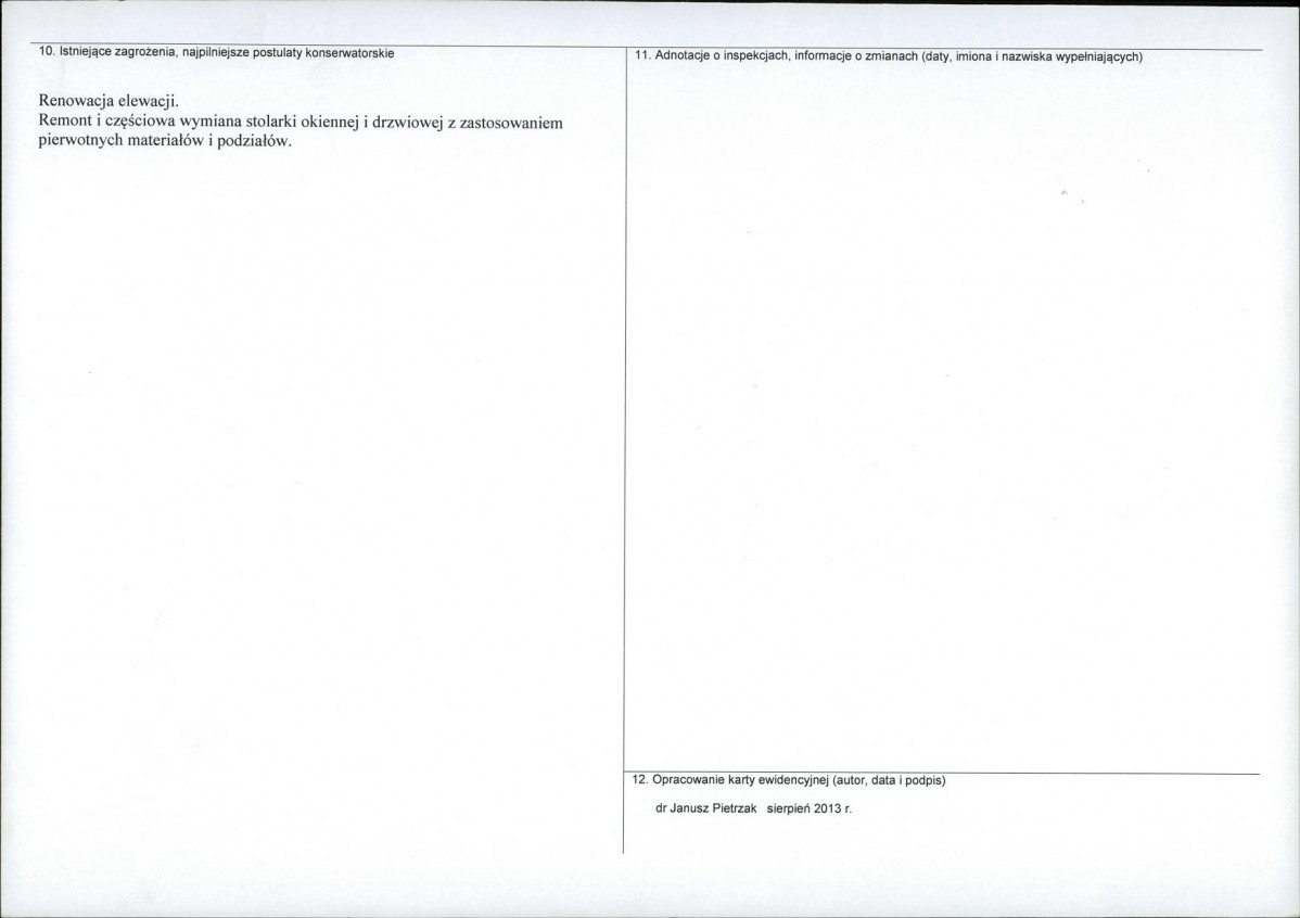 Karta obiektu niewpisanego do rejestru, skan nr 2