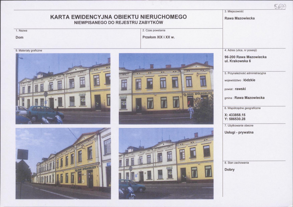 Karta obiektu niewpisanego do rejestru, skan nr 1