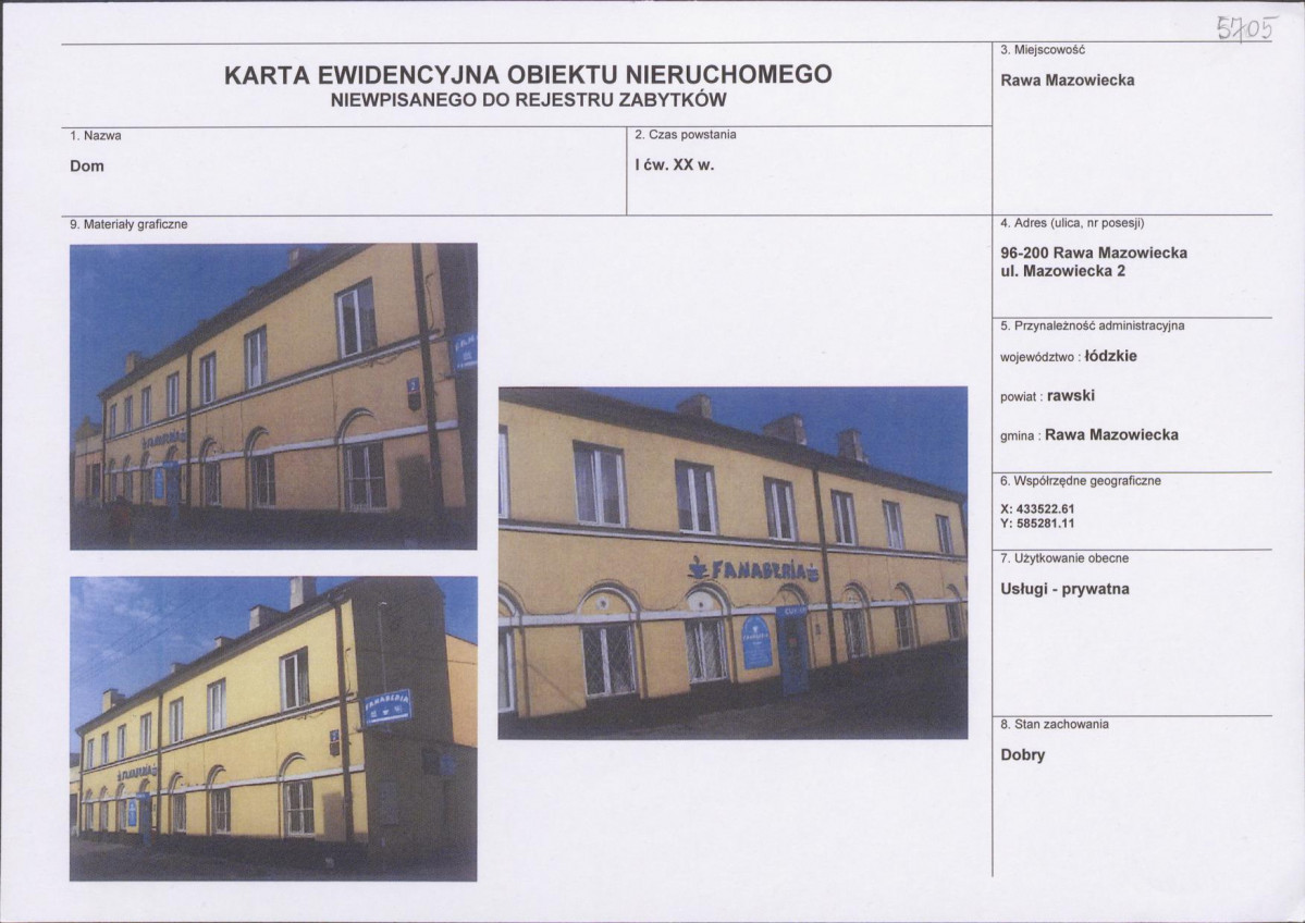 Karta obiektu niewpisanego do rejestru, skan nr 1