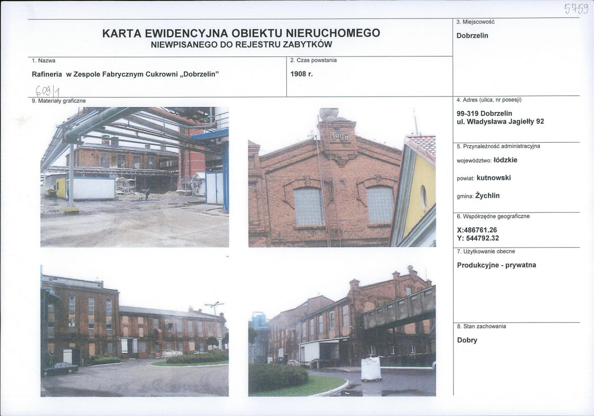 Karta obiektu niewpisanego do rejestru, skan nr 1