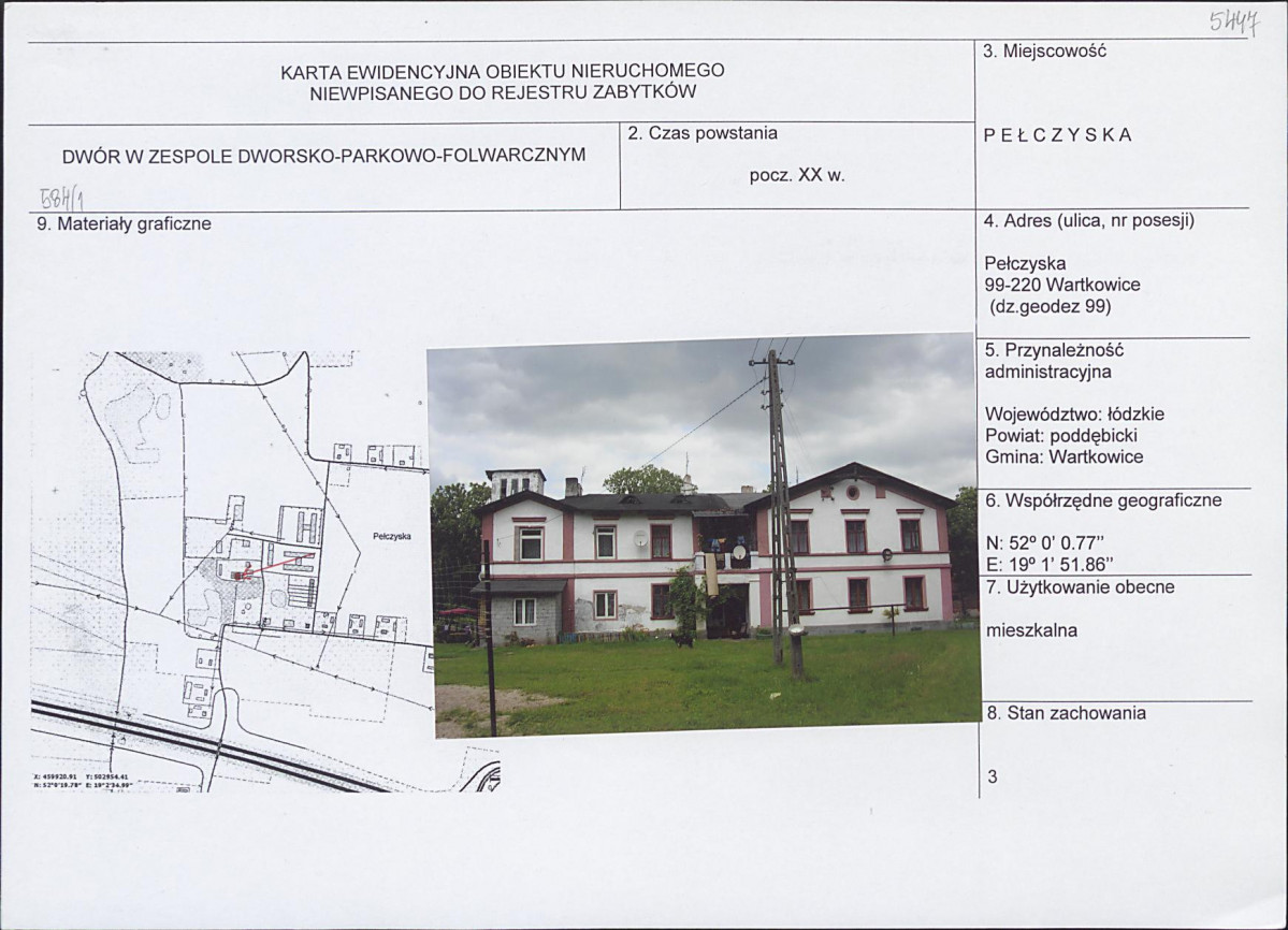 Karta obiektu niewpisanego do rejestru, skan nr 1
