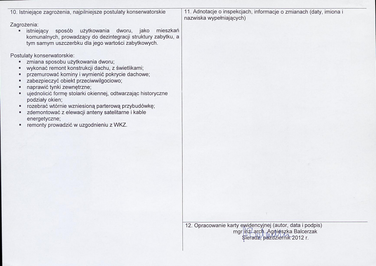 Karta obiektu niewpisanego do rejestru, skan nr 2