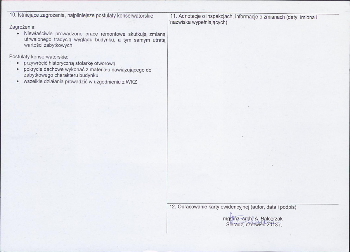 Karta obiektu niewpisanego do rejestru, skan nr 2