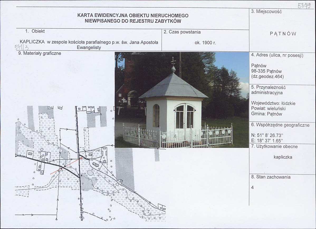 Karta obiektu niewpisanego do rejestru, skan nr 1