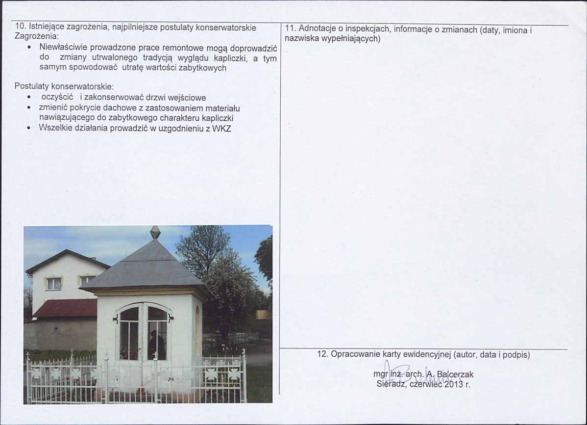 Karta obiektu niewpisanego do rejestru, skan nr 2