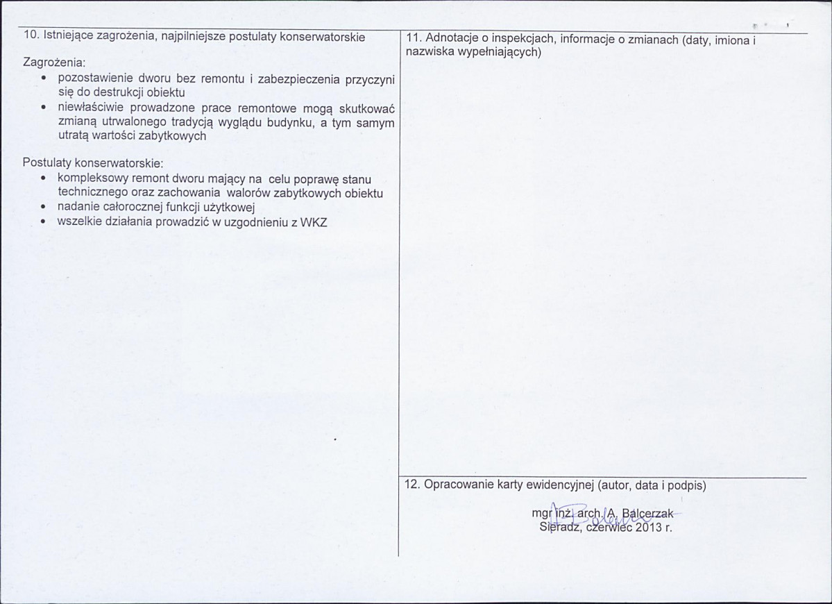 Karta obiektu niewpisanego do rejestru, skan nr 2