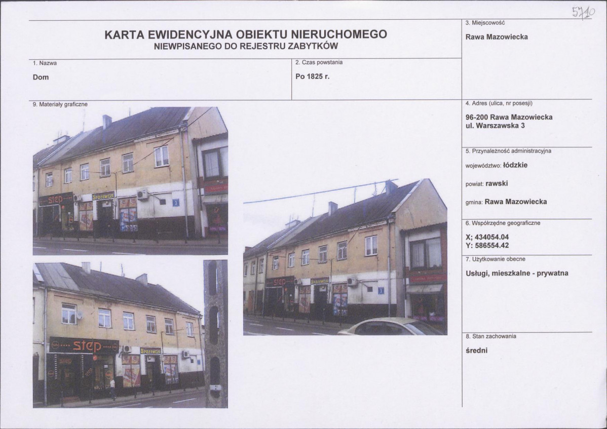 Karta obiektu niewpisanego do rejestru, skan nr 1