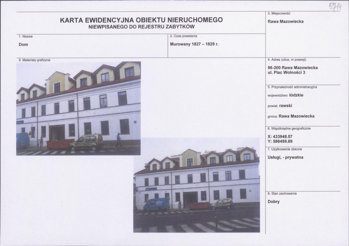 Karta obiektu niewpisanego do rejestru, skan nr 1