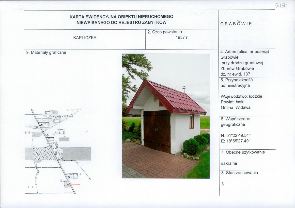Karta obiektu niewpisanego do rejestru, skan nr 1