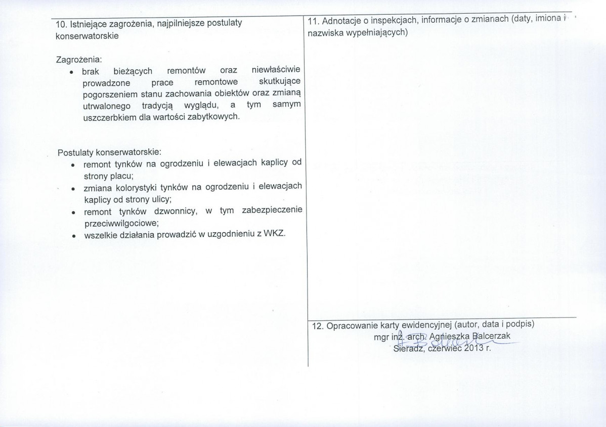 Karta obiektu niewpisanego do rejestru, skan nr 2