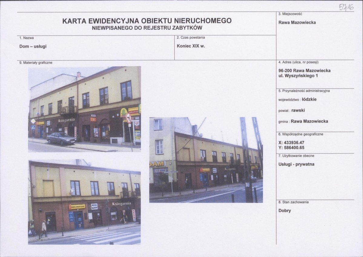 Karta obiektu niewpisanego do rejestru, skan nr 1