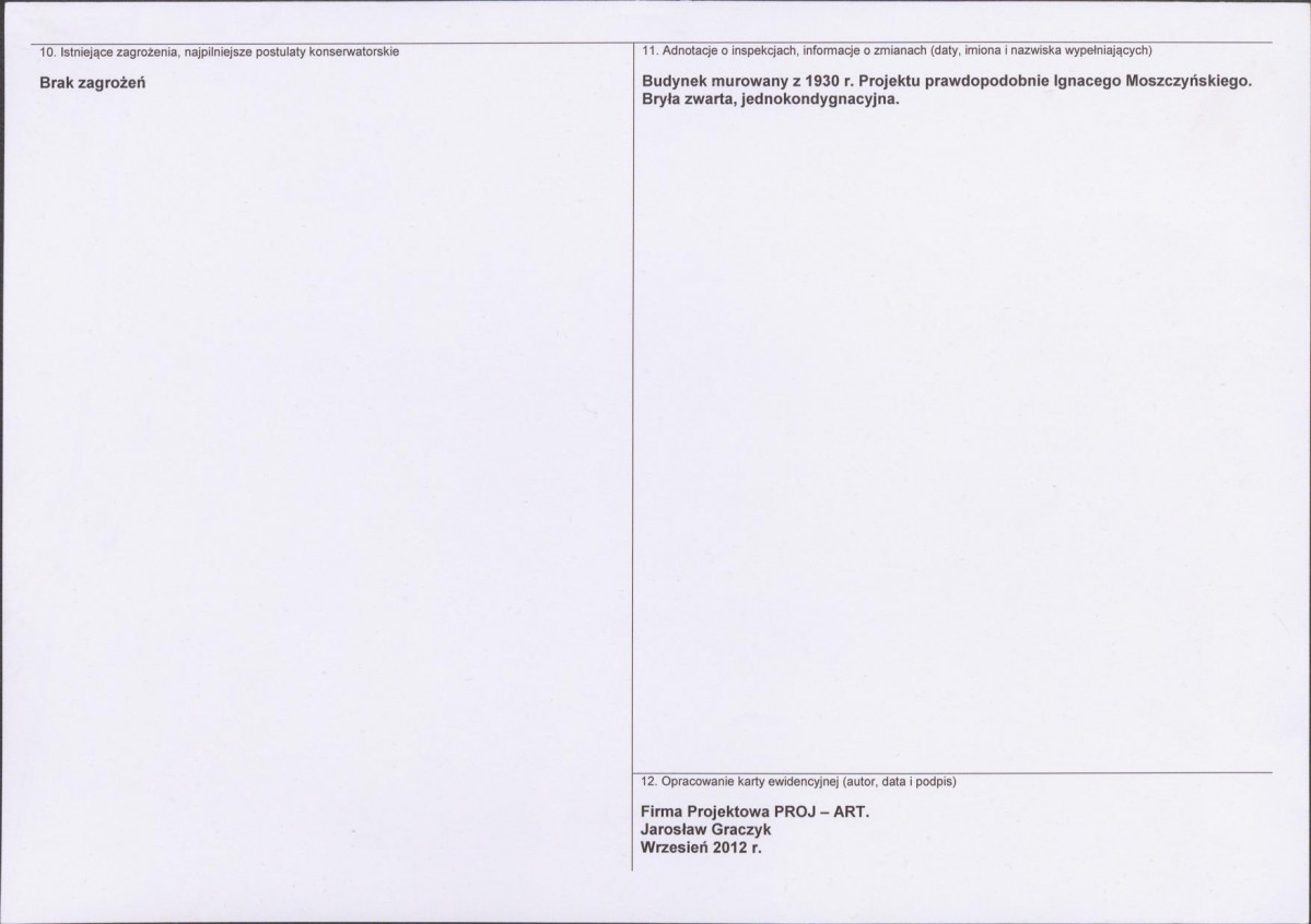 Karta obiektu niewpisanego do rejestru, skan nr 2