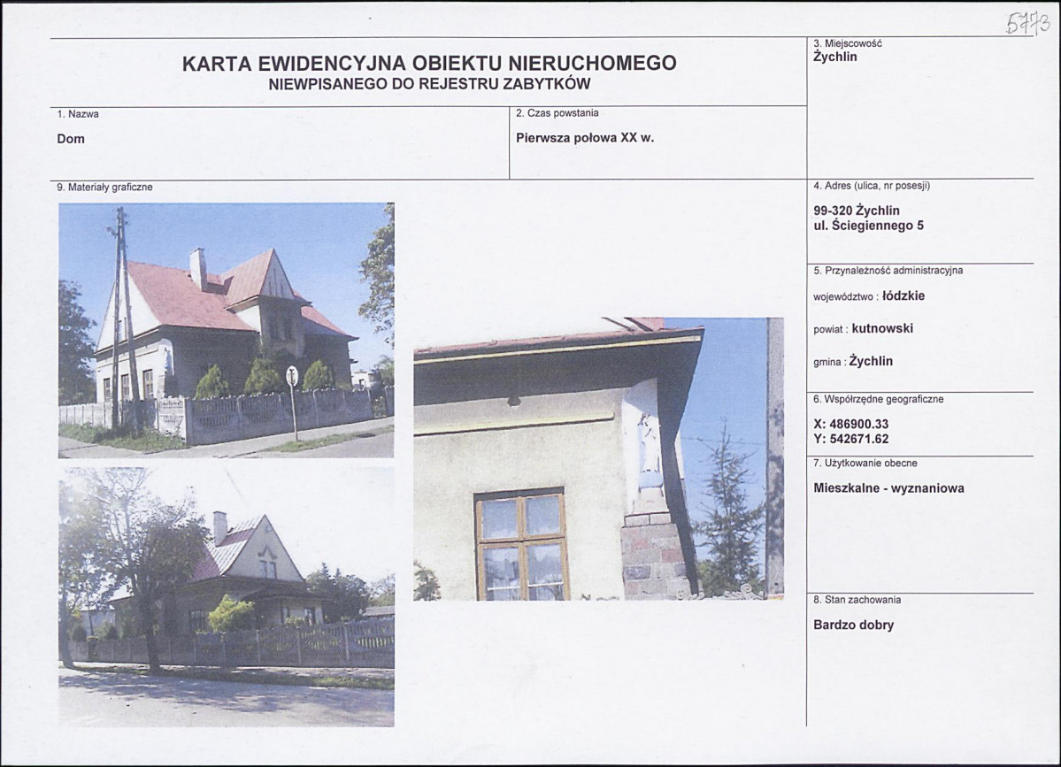 Karta obiektu niewpisanego do rejestru, skan nr 1