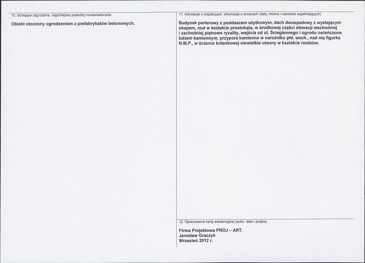 Karta obiektu niewpisanego do rejestru, skan nr 2