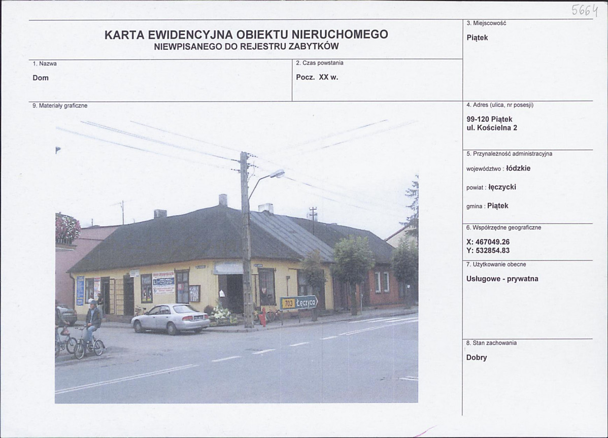 Karta obiektu niewpisanego do rejestru, skan nr 1