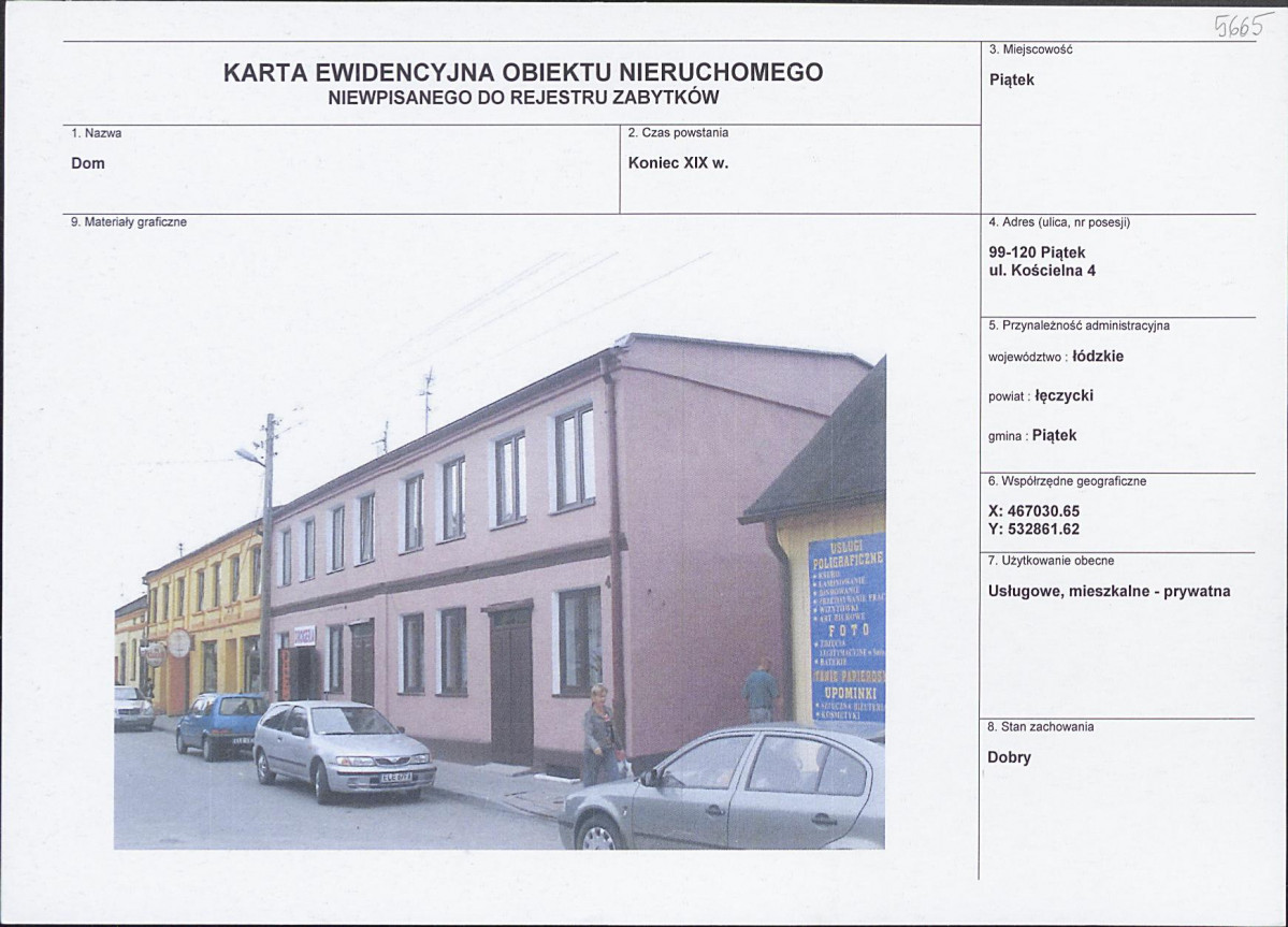 Karta obiektu niewpisanego do rejestru, skan nr 1