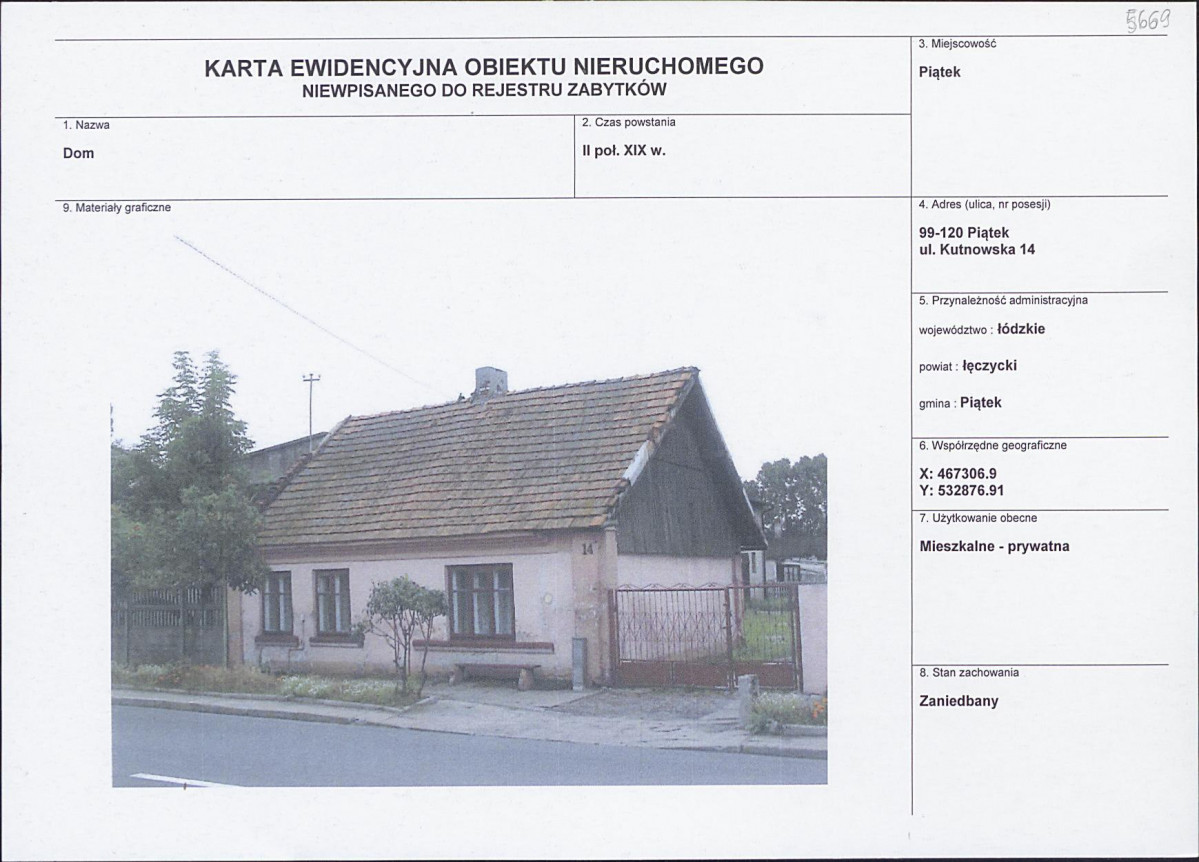 Karta obiektu niewpisanego do rejestru, skan nr 1