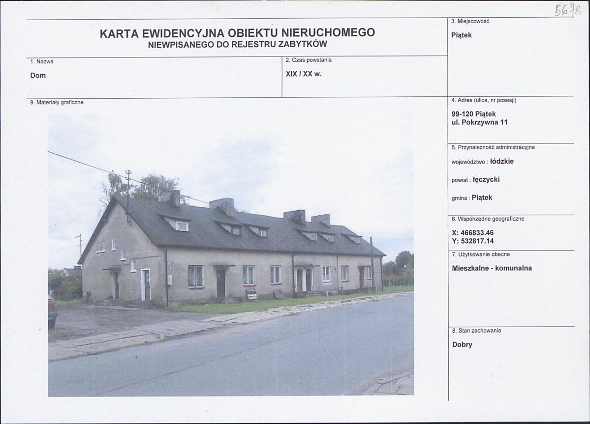 Karta obiektu niewpisanego do rejestru, skan nr 1