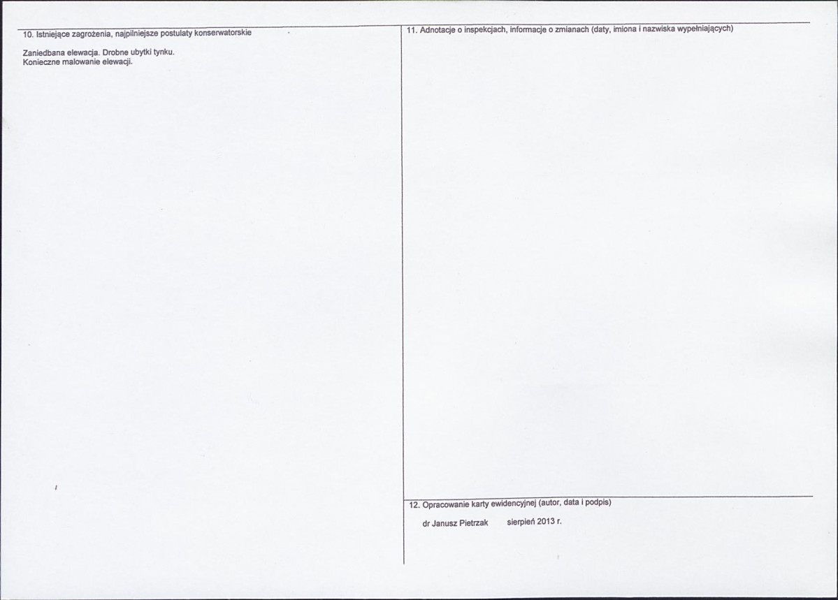 Karta obiektu niewpisanego do rejestru, skan nr 2