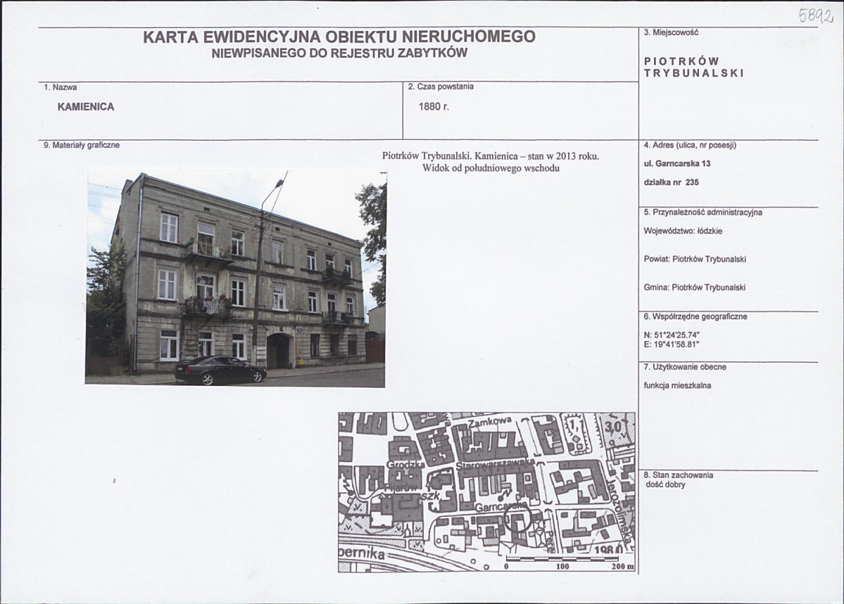 Karta obiektu niewpisanego do rejestru, skan nr 1