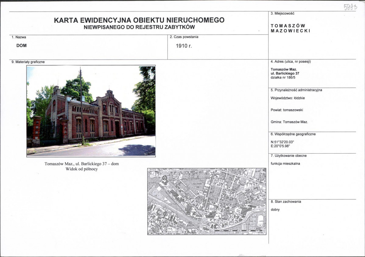 Karta obiektu niewpisanego do rejestru, skan nr 1