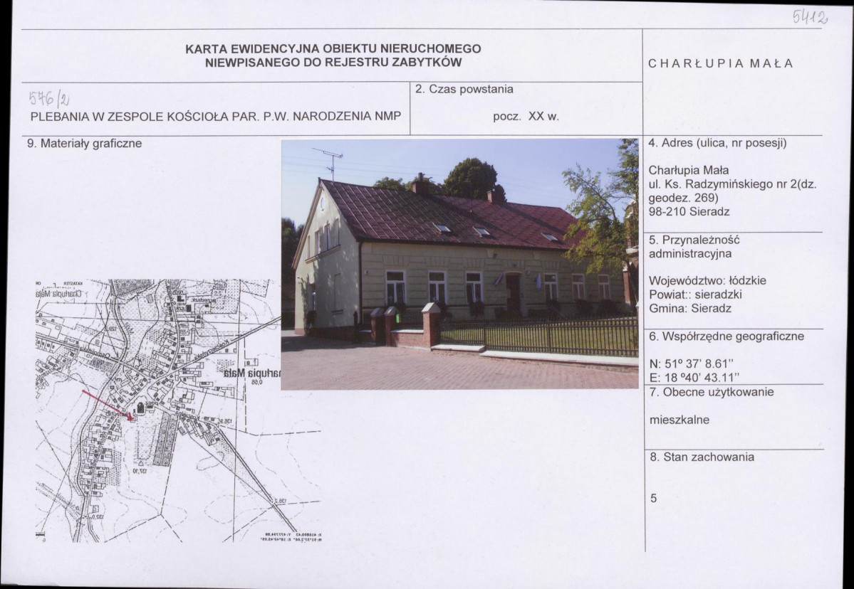 Karta obiektu niewpisanego do rejestru, skan nr 1