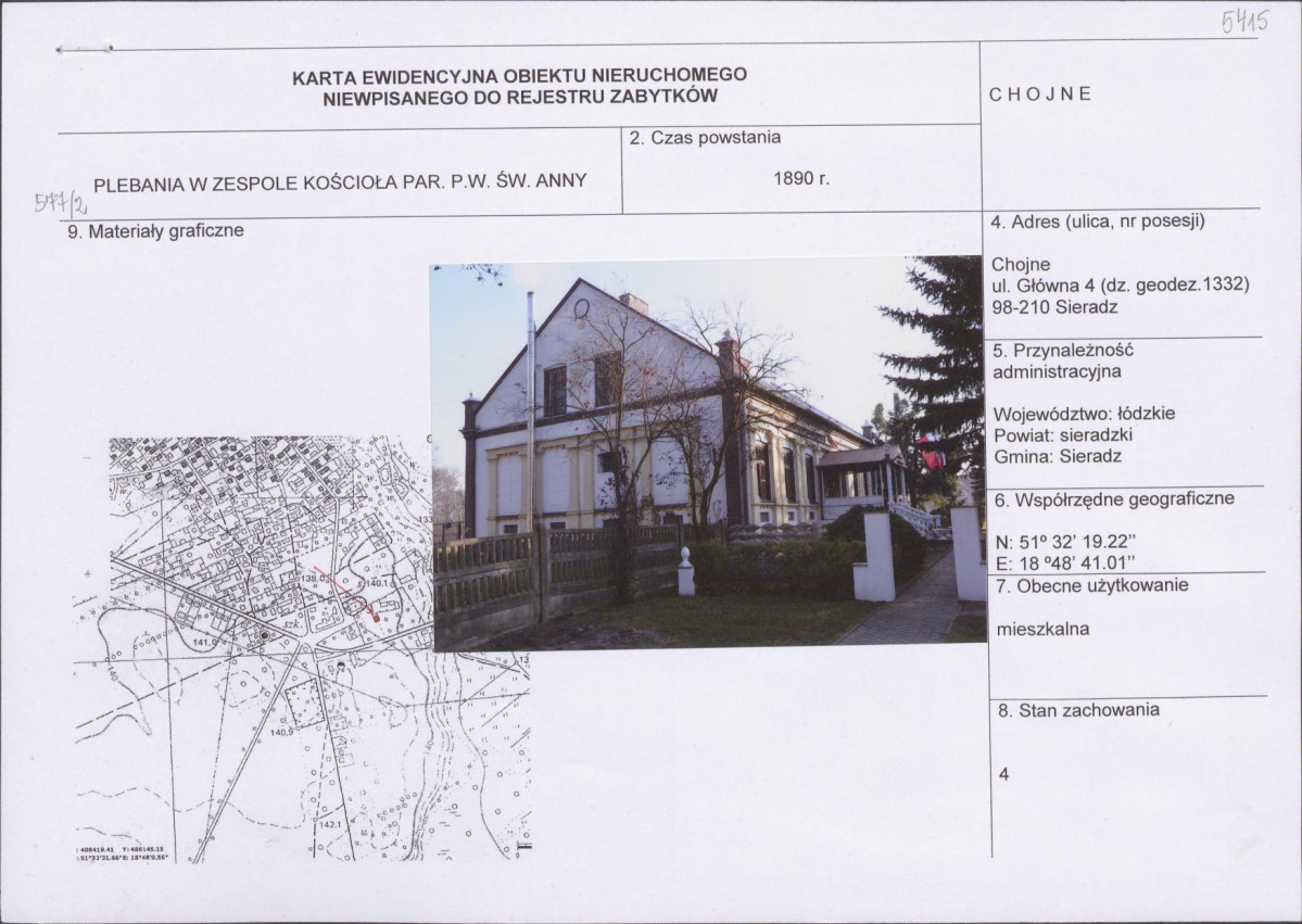 Karta obiektu niewpisanego do rejestru, skan nr 1