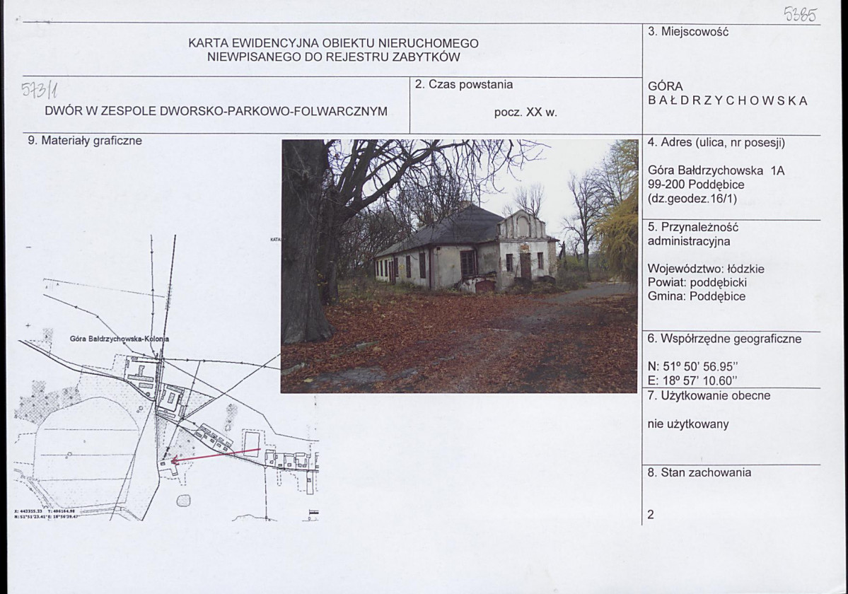 Karta obiektu niewpisanego do rejestru, skan nr 1
