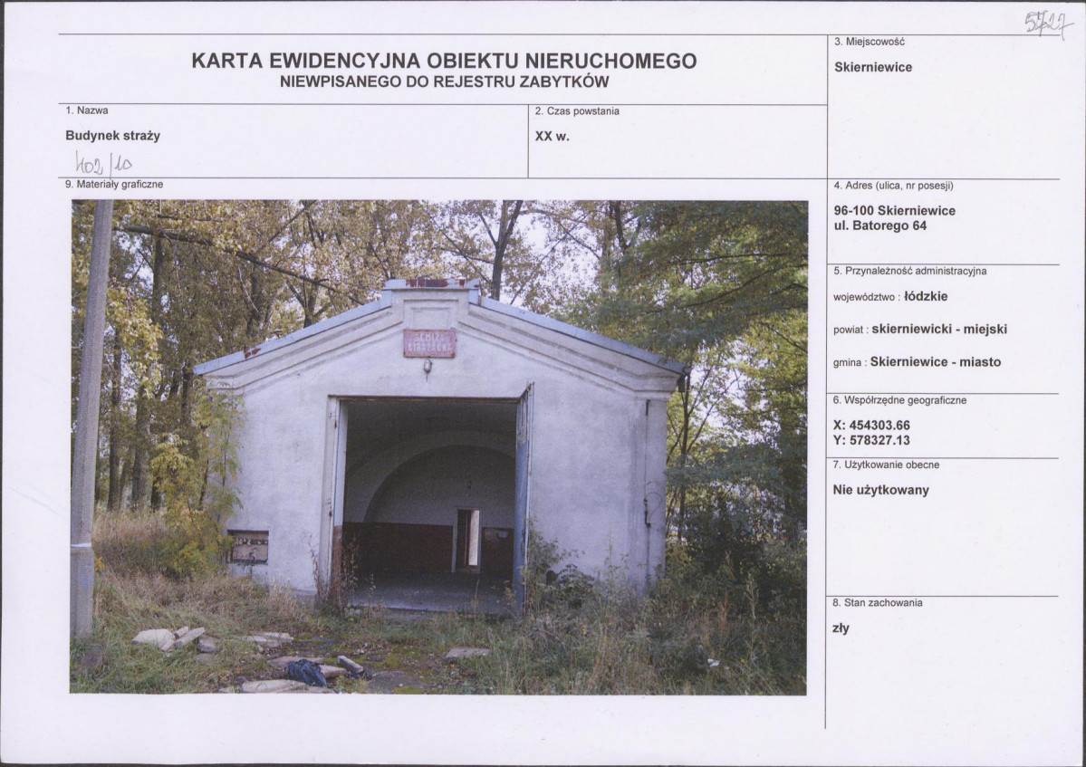 Karta obiektu niewpisanego do rejestru, skan nr 1