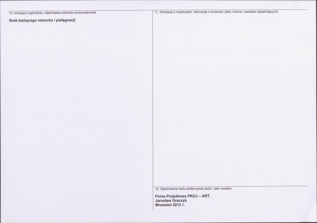 Karta obiektu niewpisanego do rejestru, skan nr 2