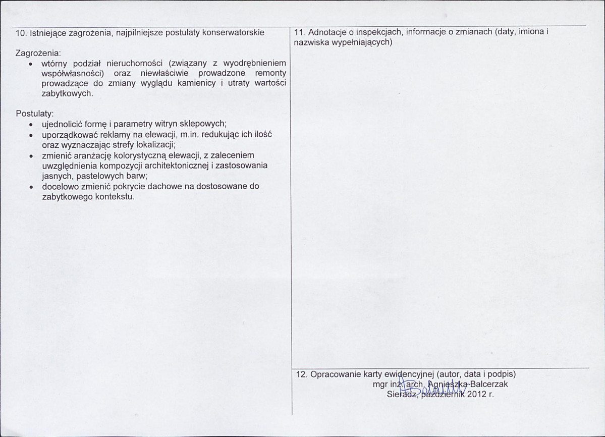 Karta obiektu niewpisanego do rejestru, skan nr 2