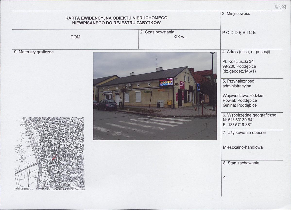 Karta obiektu niewpisanego do rejestru, skan nr 1