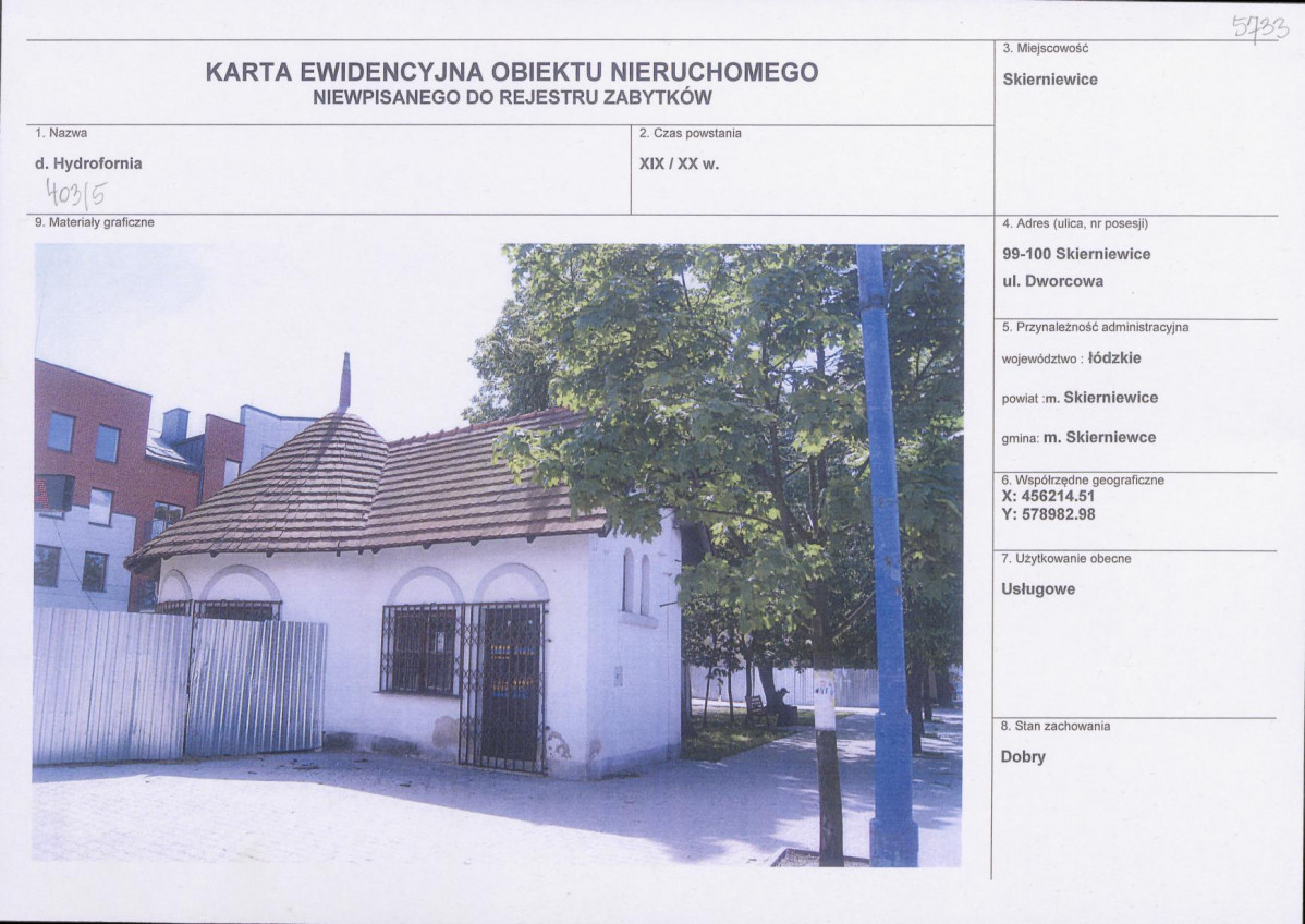 Karta obiektu niewpisanego do rejestru, skan nr 1