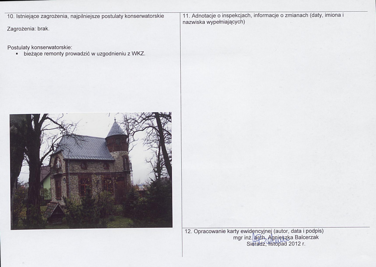 Karta obiektu niewpisanego do rejestru, skan nr 2