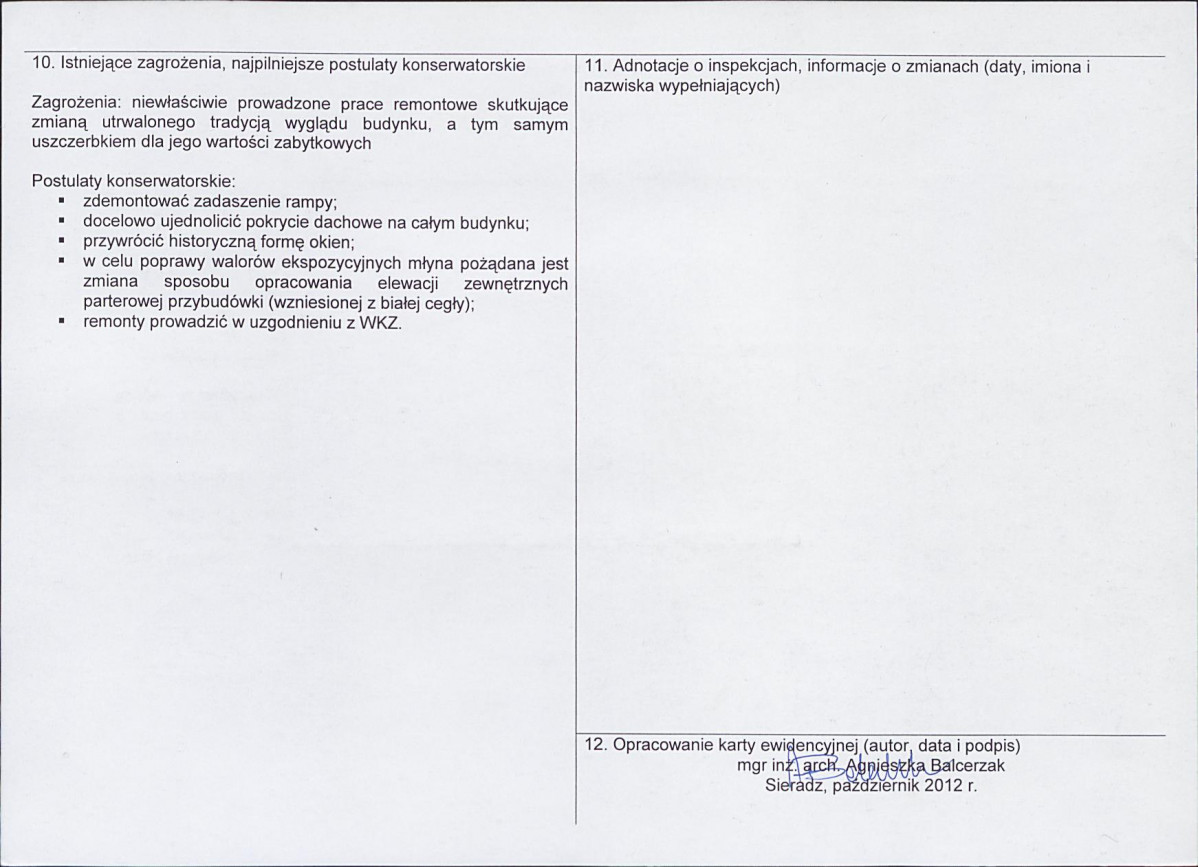 Karta obiektu niewpisanego do rejestru, skan nr 2
