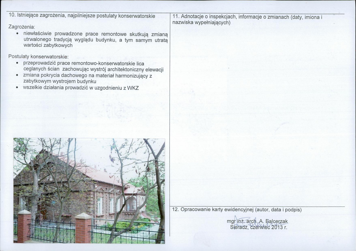 Karta obiektu niewpisanego do rejestru, skan nr 2