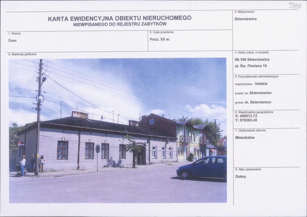 Karta obiektu niewpisanego do rejestru, skan nr 1