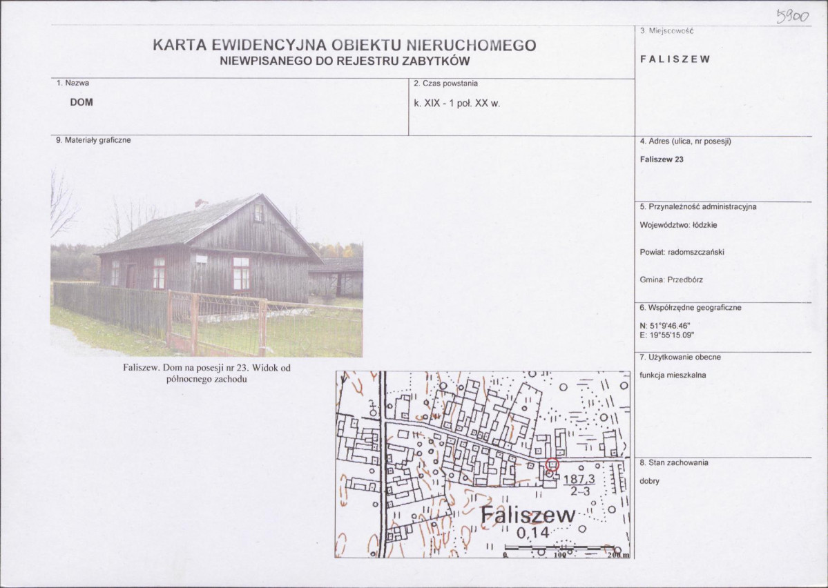 Karta obiektu niewpisanego do rejestru, skan nr 1