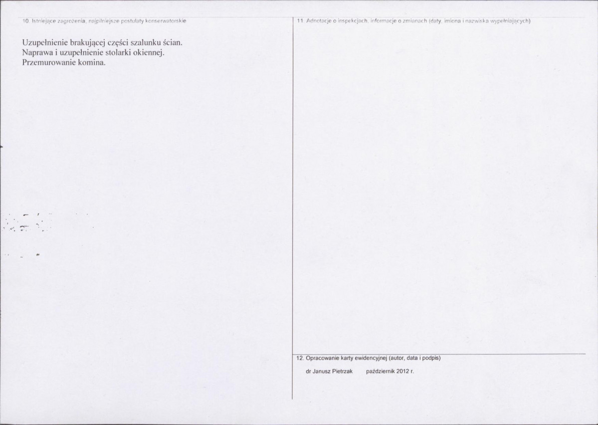 Karta obiektu niewpisanego do rejestru, skan nr 2