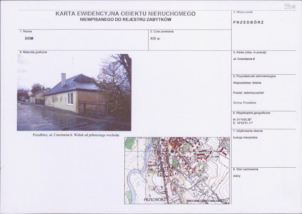 Karta obiektu niewpisanego do rejestru, skan nr 1