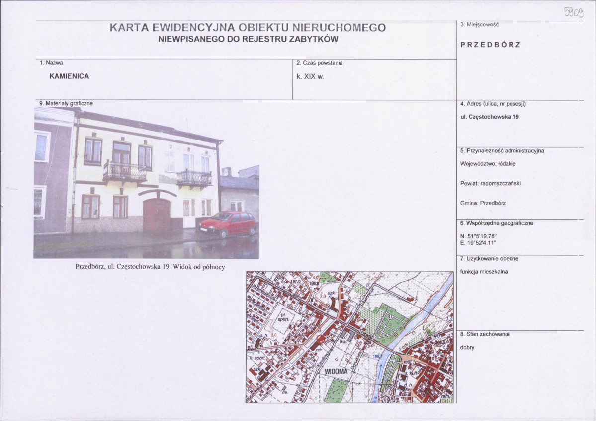 Karta obiektu niewpisanego do rejestru, skan nr 1